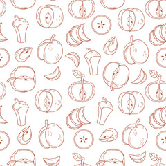 Seamless outline pattern with apple