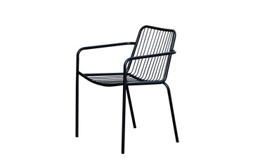 black metal chair isolated on a white background. outdoor furniture