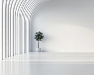 Obraz premium Modern white art installation, architectural and elegant, 3D illustration