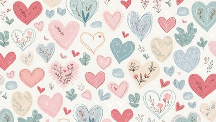 Set of 21 different simple red hearts isolated on white. Hand drawn style. Vector illustration.