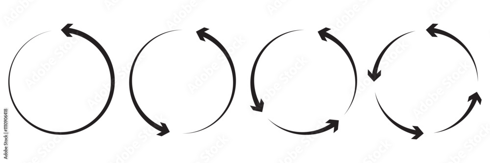 Poster circle arrows icon set. round reload sign, repeat icon, rotate arrow symbol, vector illustration web