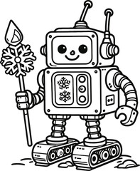 Frosty Bots Winter Robot Coloring Adventures, Snowy Gears Fun Winter Robot Coloring Pages for Kids