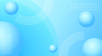 Modern background geometric bright blue round memphis style