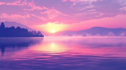 Fototapeta premium Serene Sunset Over Tranquil Waters