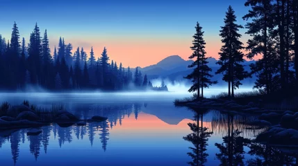Printed kitchen splashbacks Tranquil Lakeside Dawn Reflection