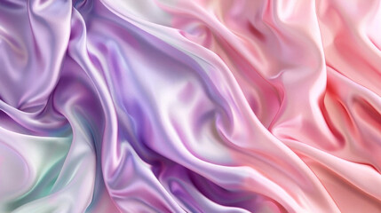 Fototapeta premium Silky waves of pastel colors create a dreamy scene full of elegance and tranquility. This mesmerizing texture reflects a serene spectrum of soft hues. Generated AI