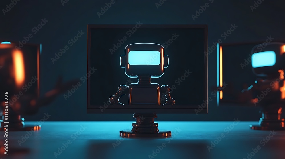 Poster ai models in action, minimalist ai chatbot display concept