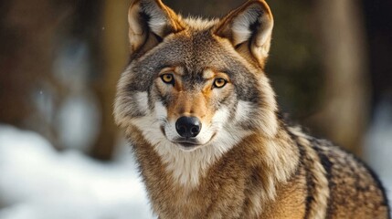 Fototapeta premium Majestic Wolf in Winter Landscape