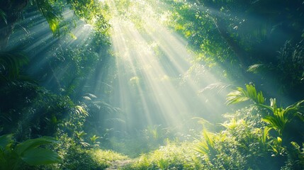 Serene Sunlight in a Lush Forest