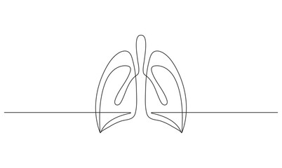 Lungs one continuous line Icon isolated on white background minimalist design