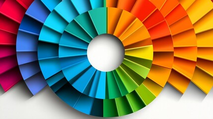Obraz premium Colorful environment top-down view of vibrant color wheel in graphic art studio
