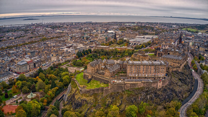 Aerial View of Edinburgh, Scotland, United Kingdom during Autumn