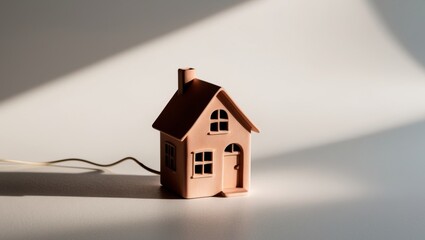 A charming miniature house shaped lamp display.