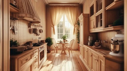 Fototapeta premium Charming and Cozy New England Kitchen Designs for a Warm Family Atmosphere
