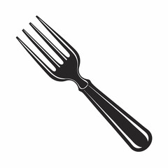 Silhouette Design of a Classic Fork with Minimalist and Elegant Details for Culinary and Dining Themes