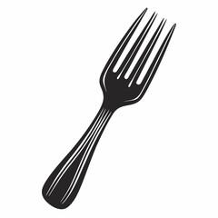 Silhouette Design of a Classic Fork with Minimalist and Elegant Details for Culinary and Dining Themes