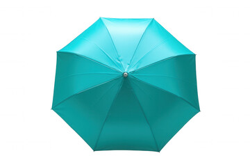 Turquoise umbrella featuring a transparent design, isolated against a white backdrop. This versatile accessory is perfect for shade and protection from rain, suitable for casual outings or themed even