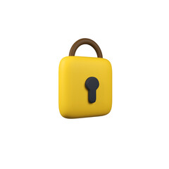Padlock security key isolated 3d render icon illustration