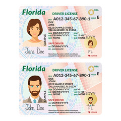 Template of skit driver license plastic card for USA Florida