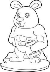 Rabbit Bodybuilder Dumbbell Bodybuilding Animal Vector Graphic Art Illustration