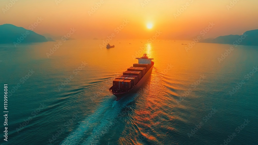 Wall mural boat at sunset