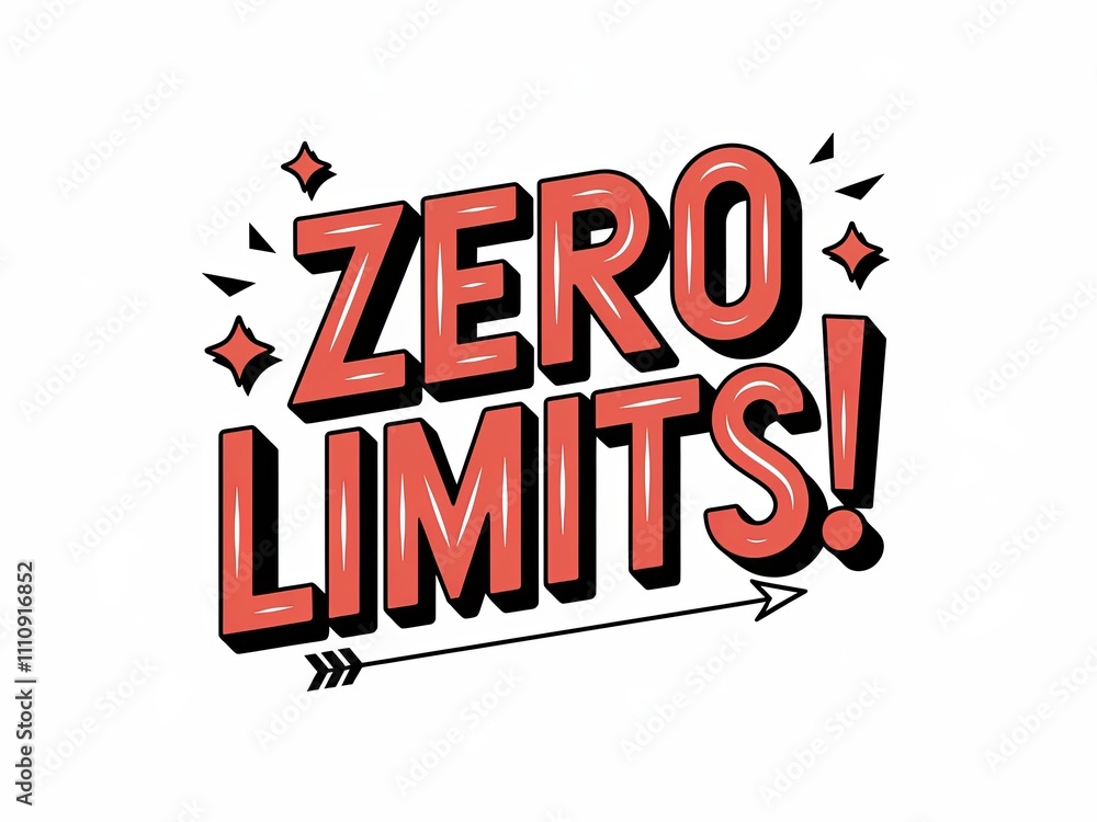 Poster dynamic zero limits typography with bold letters and arrow accent