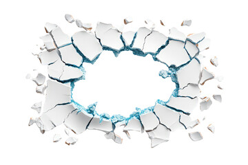 Obraz premium Cracked Wall with Broken Plaster and Blue Background Displaying Depth and Texture