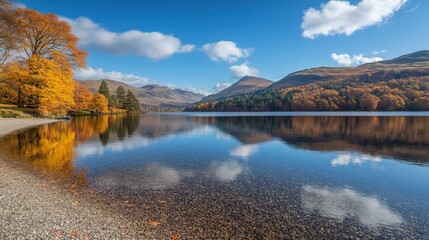 Serene Autumn Reflection at the Lake