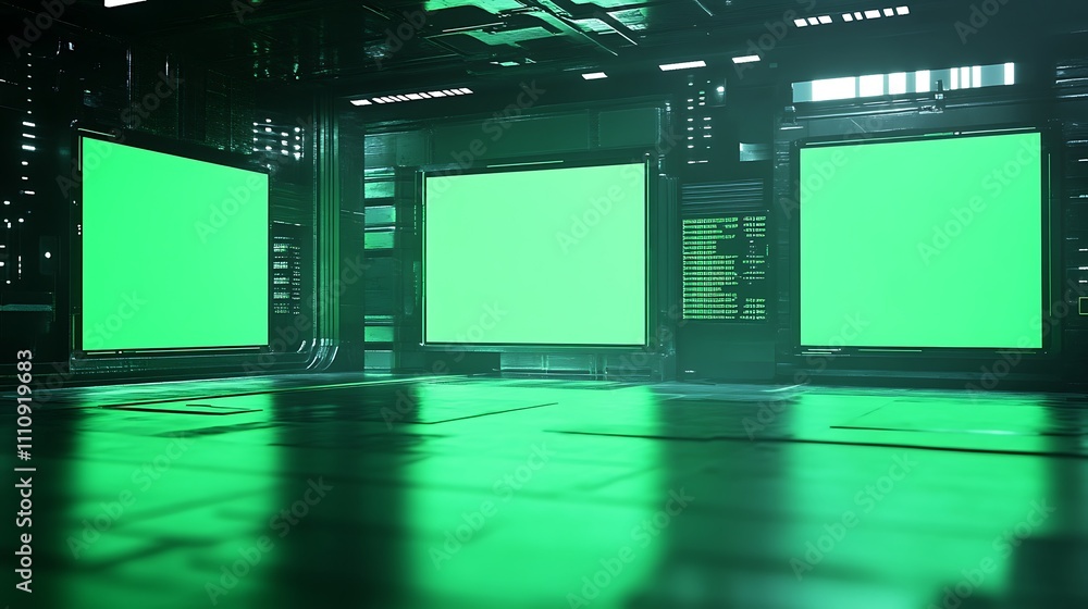 Poster ai models in action, interactive ai solutions in a futuristic environment