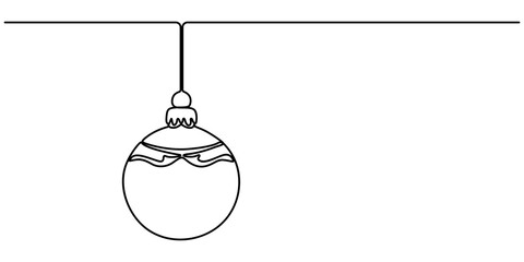 Continuous one line drawing of red christmas ball isolated vector illustration, Drawing of continuous one line Christmas balls isolated against a white background. Illustration for Christmas, pro. 