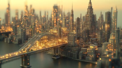 Naklejka premium AI urban planning, futuristic cityscape, digital networks, advanced technology.