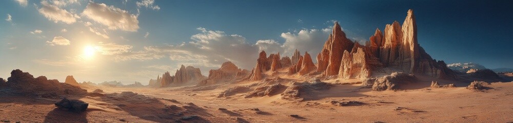 Naklejka premium Martian Sunset Landscape