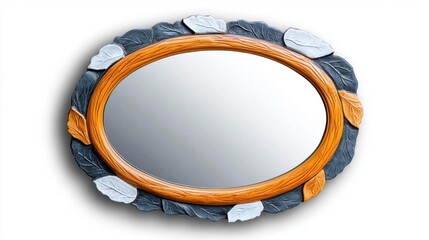 A photostock of a decorative mirror with an ornate gold frame, set on a white background, ideal for home dÃ©cor, vintage, or reflective-themed concepts. High Quality