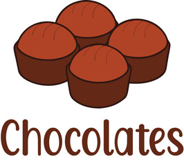 Cute Chocolates vector cartoon illustration for  Valentine's Day