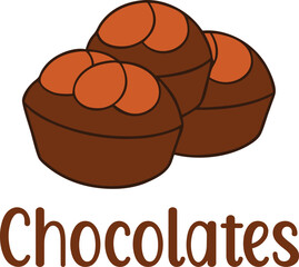Cute Chocolates vector cartoon illustration for  Valentine's Day