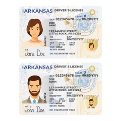 Template of skit driver license plastic card for USA Arkansas