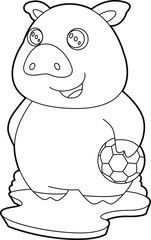 Pig Soccer player Soccer Animal Vector Graphic Art Illustration