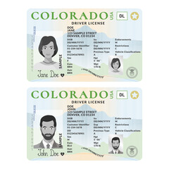 Template of skit driver license plastic card for USA Colorado