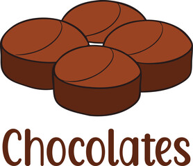 Cute Chocolates vector cartoon illustration for  Valentine's Day
