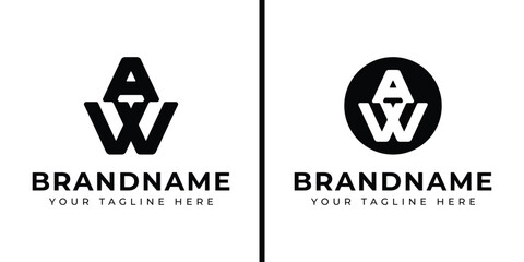 Letters AW or WA Monogram Logo, suitable for any business with AW or WA initials