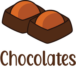Cute Chocolates vector cartoon illustration for  Valentine's Day