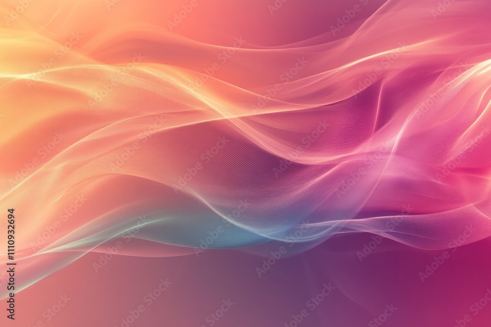 Aufkleber abstract pastel colored transparent waves flowing on gradient background creating a dreamy and ether