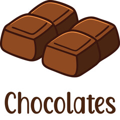 Cute Chocolates vector cartoon illustration for  Valentine's Day