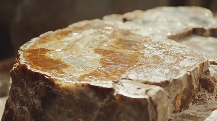 Close-up of a Polished Petrified Wood Slab