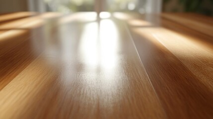Fototapeta premium Sunbeams Streaking Across a Polished Wooden Surface
