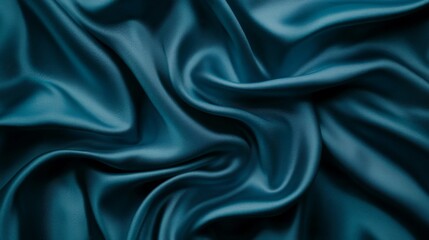 Fototapeta premium Smooth Teal Fabric Draped in Soft Waves