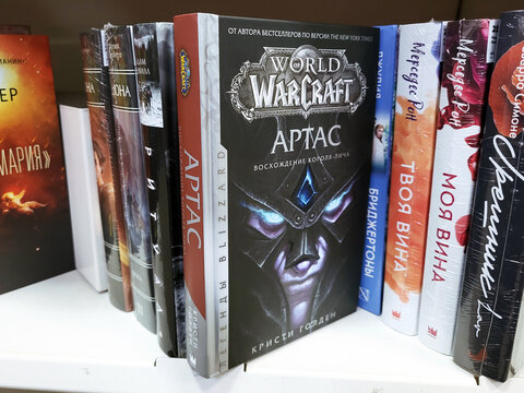 Minsk, Belarus. Nov 30, 2024. Warcraft: Arthas - rise of the lich king hardcover novel exploring epic journey of prince turned villain, set in the iconic World of Warcraft universe, russian edition