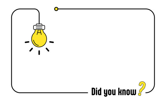 Did you know minimal square banner templates flat vector, Hanging light bulb and Frame for inserting text for advertising purposes. vector illustration.