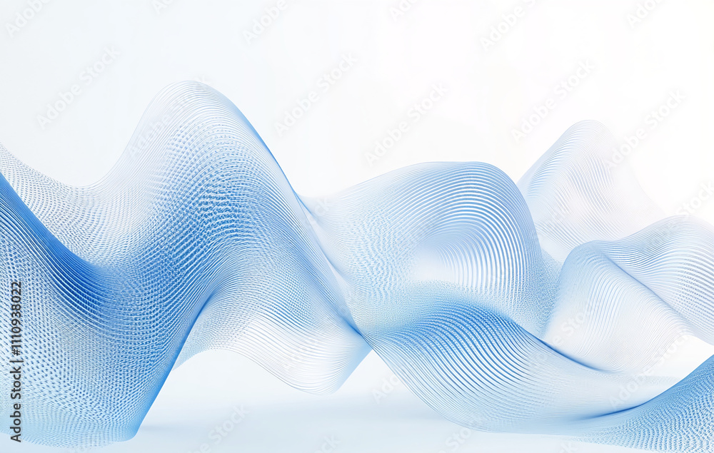 Aufkleber Abstract blue wave pattern creates a sense of movement in a modern design setting in a bright, minimalist studio