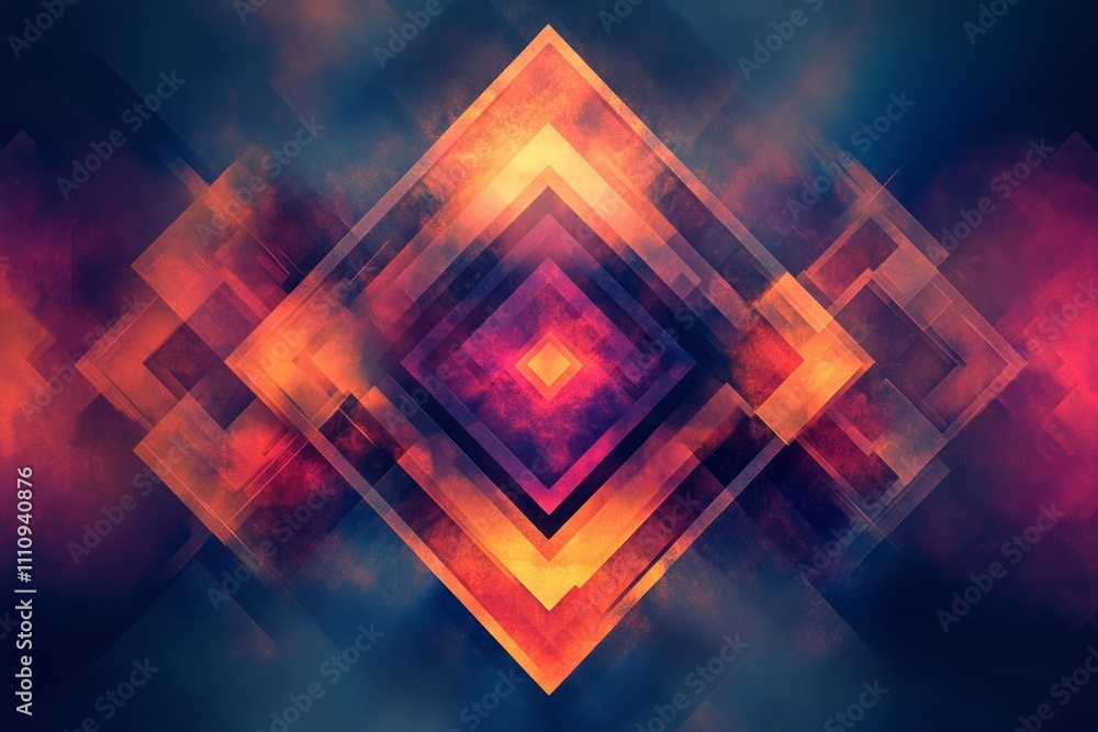 Aufkleber vibrant geometric shapes overlap, creating a captivating visual with glowing colors and a sense of d